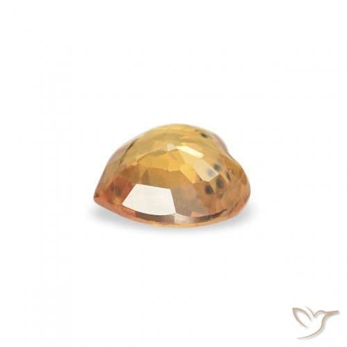 0.35ct Natural Orange-Gold Sapphire, Heart Shape, 4.4x4.3 mm