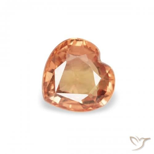 0.40ct Reddish Orange Sapphire, Heart Shape, 4.5x4.4 mm
