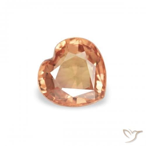 0.40ct Reddish Orange Sapphire, Heart Shape, 4.5x4.4 mm