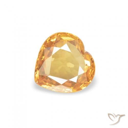0.44ct Natural Orange-Gold Sapphire, Heart Shape, 4.7x4.6 mm