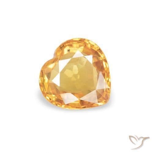 0.44ct Natural Orange-Gold Sapphire, Heart Shape, 4.7x4.6 mm