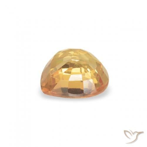 0.44ct Natural Orange-Gold Sapphire, Heart Shape, 4.7x4.6 mm