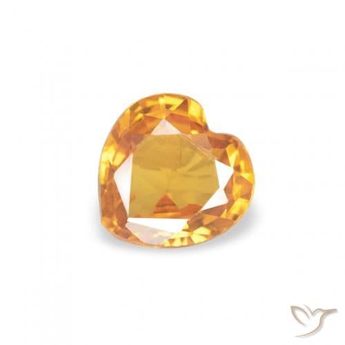 0.37ct Natural Orange-Gold Sapphire, Heart Shape, 4.4x4.4 mm