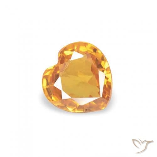0.37ct Natural Orange-Gold Sapphire, Heart Shape, 4.4x4.4 mm