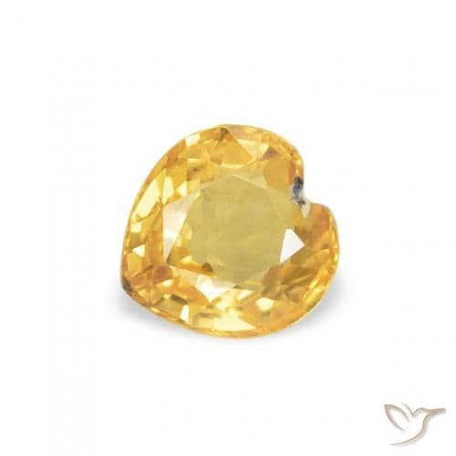 0.44ct Natural Medium Gold Sapphire, Heart Shape, 4.6x4.5 mm