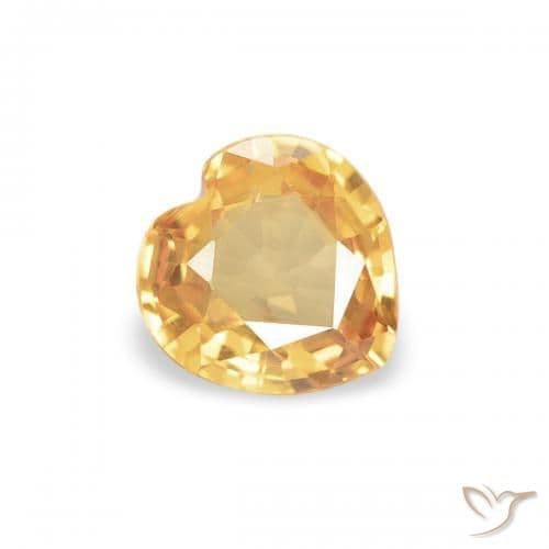 0.33ct Light Orange-Gold Sapphire, Heart Shape, 4.4x4.4 mm