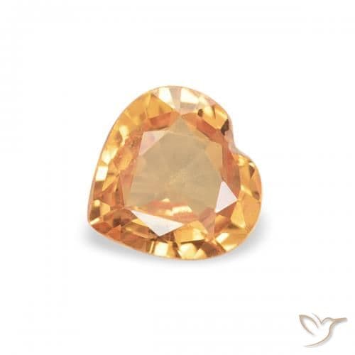 0.37ct Medium Orange Sapphire, Heart Shape, 4.6x4.5 mm