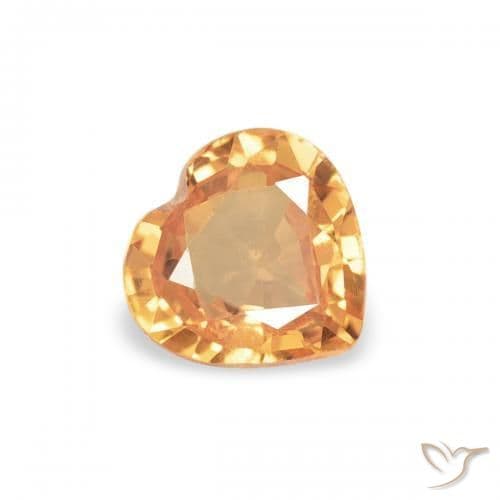 0.37ct Medium Orange Sapphire, Heart Shape, 4.6x4.5 mm