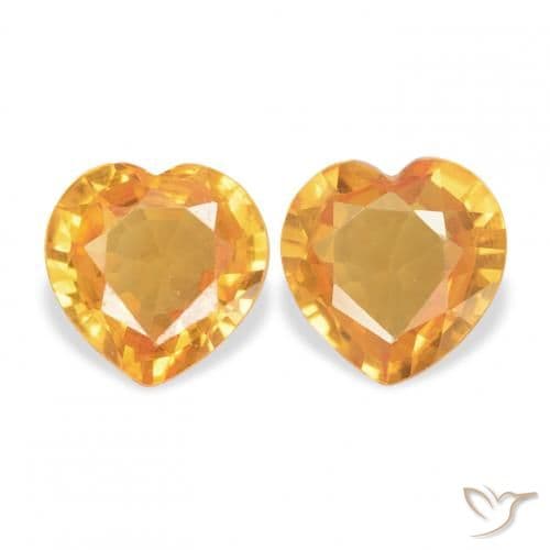 0.71ct Medium Orange Sapphire, Heart Shape, 4.5x4.5 mm