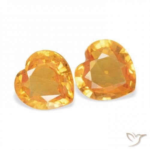 0.71ct Medium Orange Sapphire, Heart Shape, 4.5x4.5 mm