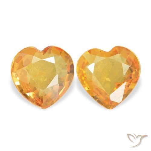 0.61ct Natural Orange-Gold Sapphire, Heart Shape, 4.6x4.5 mm