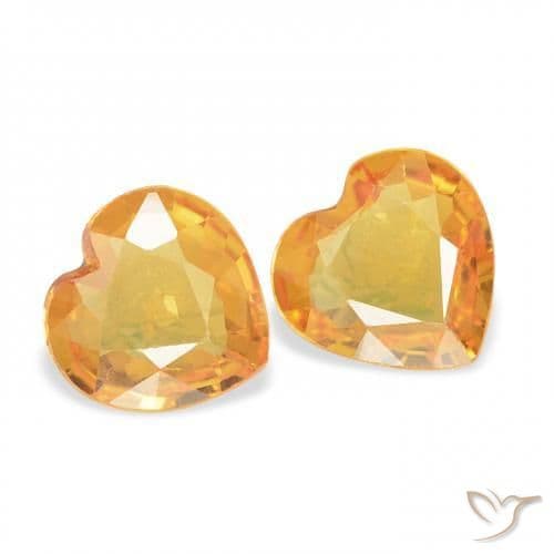 0.61ct Natural Orange-Gold Sapphire, Heart Shape, 4.6x4.5 mm