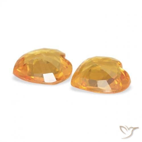 0.61ct Natural Orange-Gold Sapphire, Heart Shape, 4.6x4.5 mm