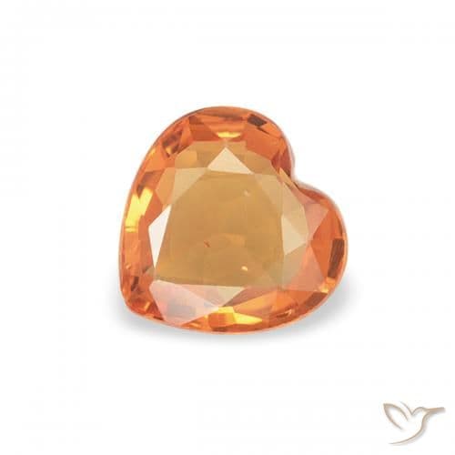 0.36ct Reddish Orange Sapphire, Heart Shape, 4.7x4.6 mm