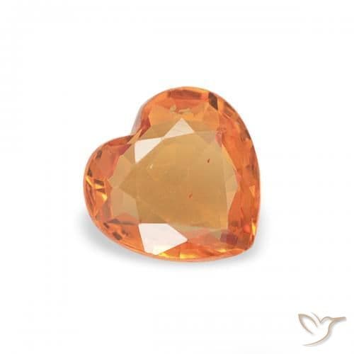 0.36ct Reddish Orange Sapphire, Heart Shape, 4.7x4.6 mm