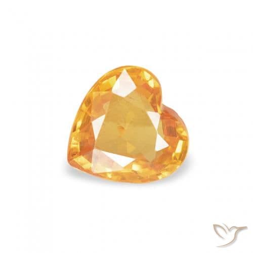 0.40ct Natural Orange-Gold Sapphire, Heart Shape, 4.6x4.6 mm