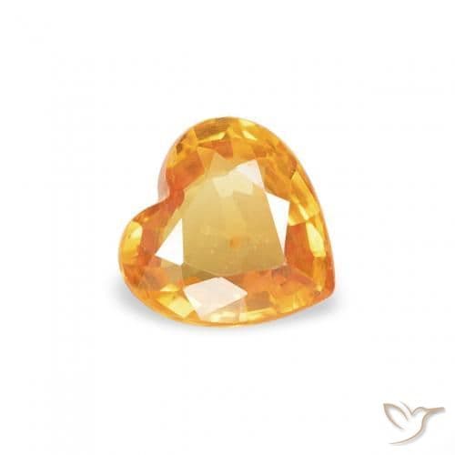 0.40ct Natural Orange-Gold Sapphire, Heart Shape, 4.6x4.6 mm