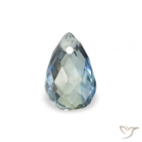 2.23ct Medium Blue Green Sapphire, Briolette, 4.9x3.3 mm