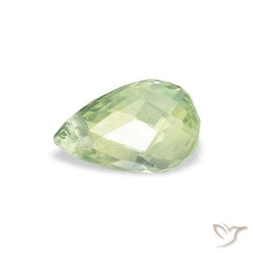 0.77ct Very Light Green Sapphire, Briolette, 6.6x4.3 mm