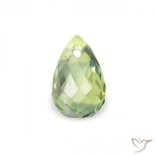 0.89ct Light Lime Green Sapphire, Briolette, 4.9x3.2 mm