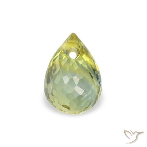 0.68ct Yellowish Green Sapphire, Briolette, 5.3x3.9 mm