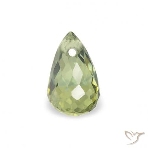 0.39ct Natural Warm Green Sapphire, Briolette, 4.9x3 mm