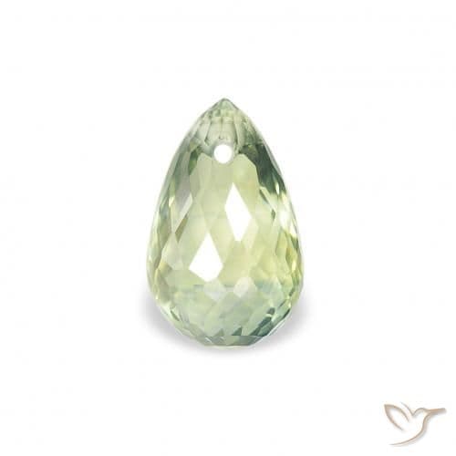 0.84ct Very Light Sage Green Sapphire, Briolette, 6.2x4 mm