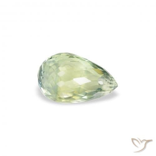 0.84ct Very Light Sage Green Sapphire, Briolette, 6.2x4 mm