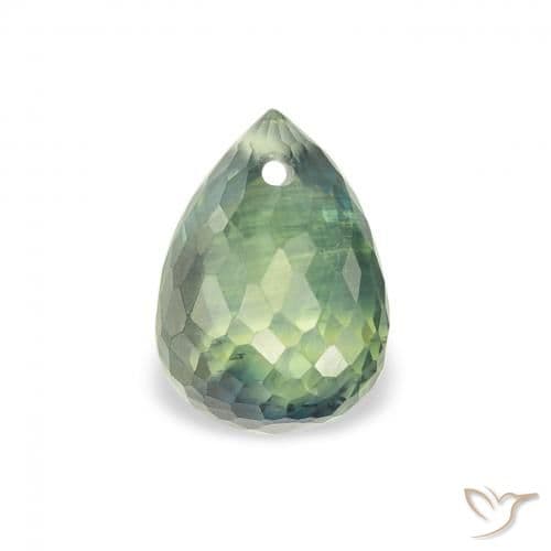 1.13ct Light Sage Green Sapphire, Briolette, 6.1x4.4 mm