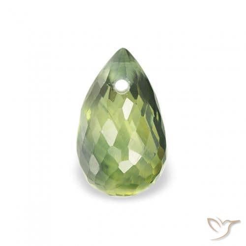 0.58ct Natural Warm Green Sapphire, Briolette, 5.6x3.5 mm