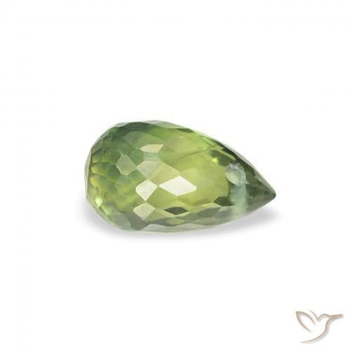 0.58ct Natural Warm Green Sapphire, Briolette, 5.6x3.5 mm
