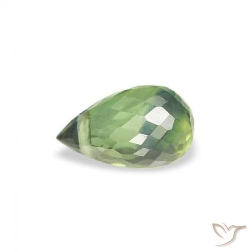 0.58ct Natural Warm Green Sapphire, Briolette, 5.6x3.5 mm