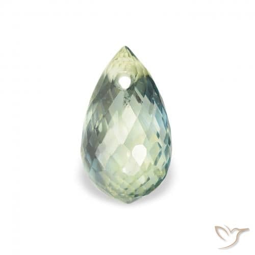 0.80ct Light Pear Green Sapphire, Briolette, 6.4x3.8 mm