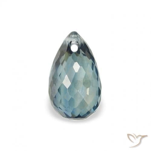0.85ct Light Blue-Green Sapphire, Briolette, 6.2x3.8 mm