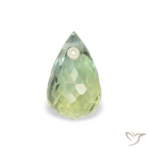 1.49ct Pale Earth Green Sapphire, Briolette, 5.9x4 mm