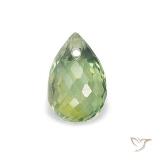 1.44ct Natural Light Green Sapphire, Briolette, 5.8x3.8 mm