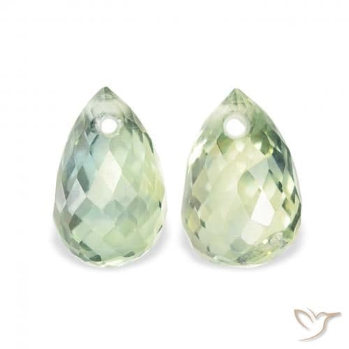 1.23ct Very Light Sage Green Sapphire, Briolette, 5.4x3.6 mm