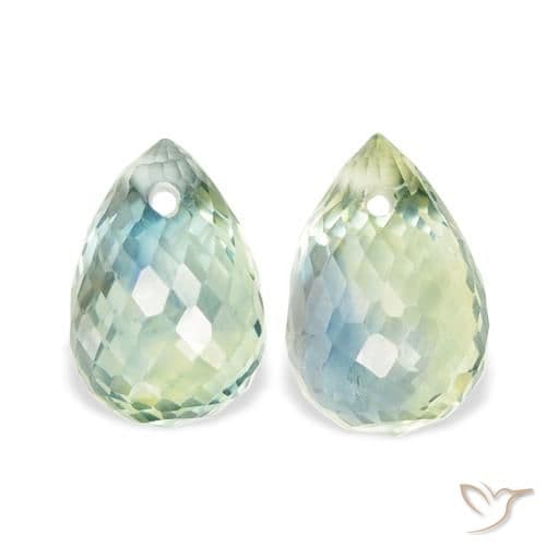 1.74ct Natural Grayish Green Sapphire, Briolette, 6.2x4.1 mm