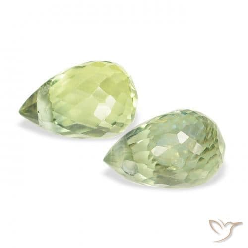 0.89ct Light Lime Green Sapphire, Briolette, 4.9x3.2 mm