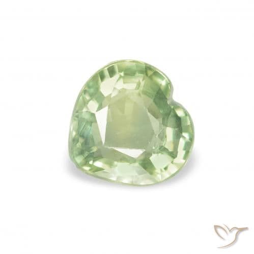 0.64ct Very Light Green Sapphire, Heart Shape, 5.1x5 mm