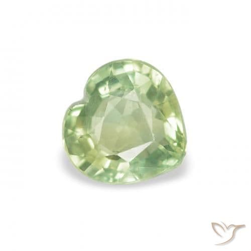 0.64ct Very Light Green Sapphire, Heart Shape, 5.1x5 mm
