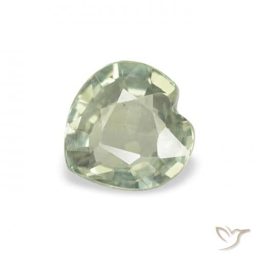0.61ct Natural Light Green Sapphire, Heart Shape, 5.2x5.1 mm