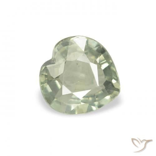 0.61ct Natural Light Green Sapphire, Heart Shape, 5.2x5.1 mm