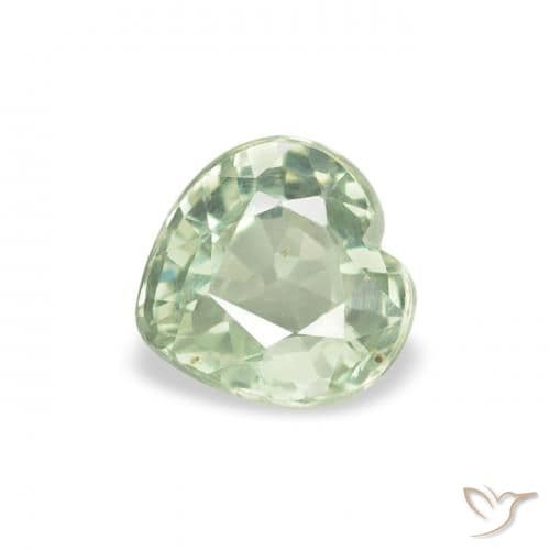 0.70ct Very Light Green Sapphire, Heart Shape, 5x5 mm