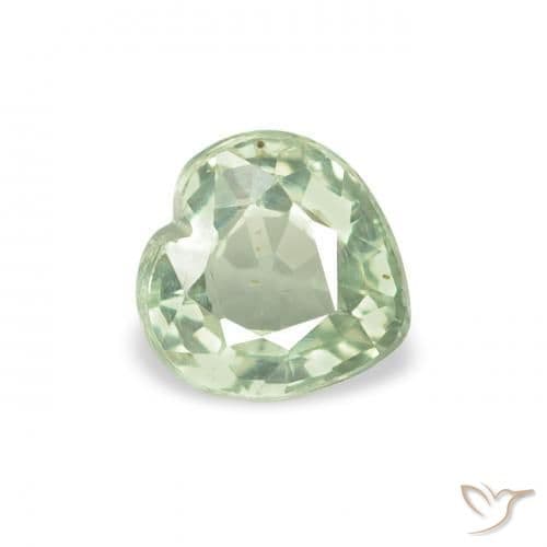 0.70ct Very Light Green Sapphire, Heart Shape, 5x5 mm