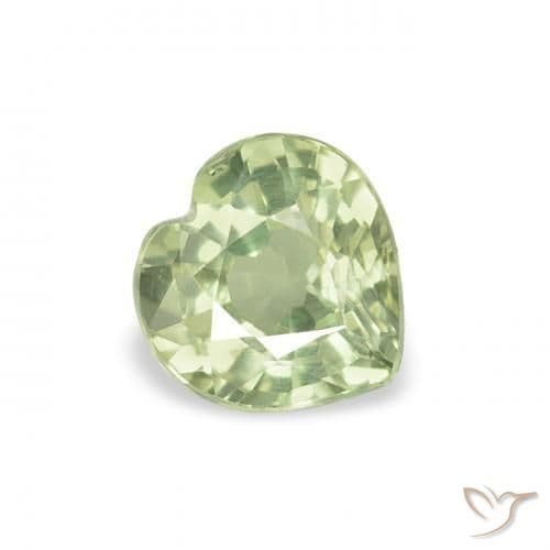 0.64ct Very Light Green Sapphire, Heart Shape, 5.1x5.1 mm
