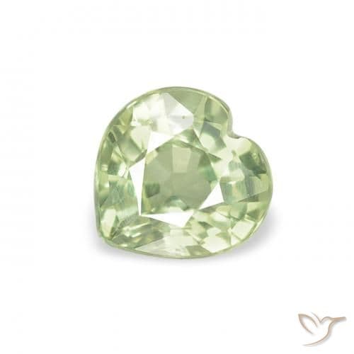 0.64ct Very Light Green Sapphire, Heart Shape, 5.1x5.1 mm