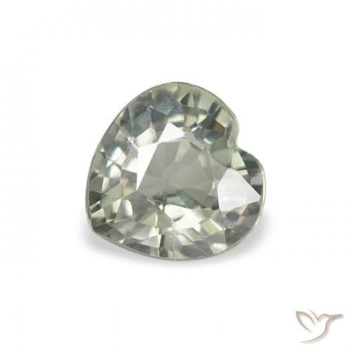 0.77ct Greenish Grey Sapphire, Heart Shape, 5.2x5.1 mm
