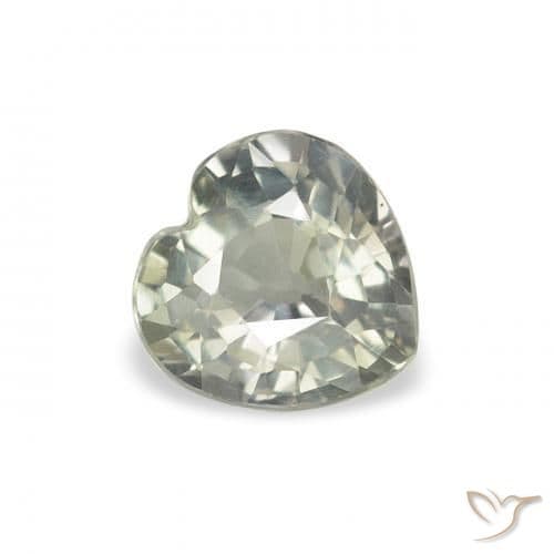 0.77ct Greenish Grey Sapphire, Heart Shape, 5.2x5.1 mm