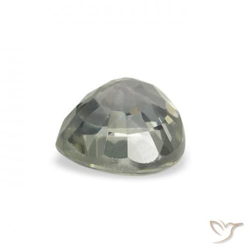 0.77ct Greenish Grey Sapphire, Heart Shape, 5.2x5.1 mm